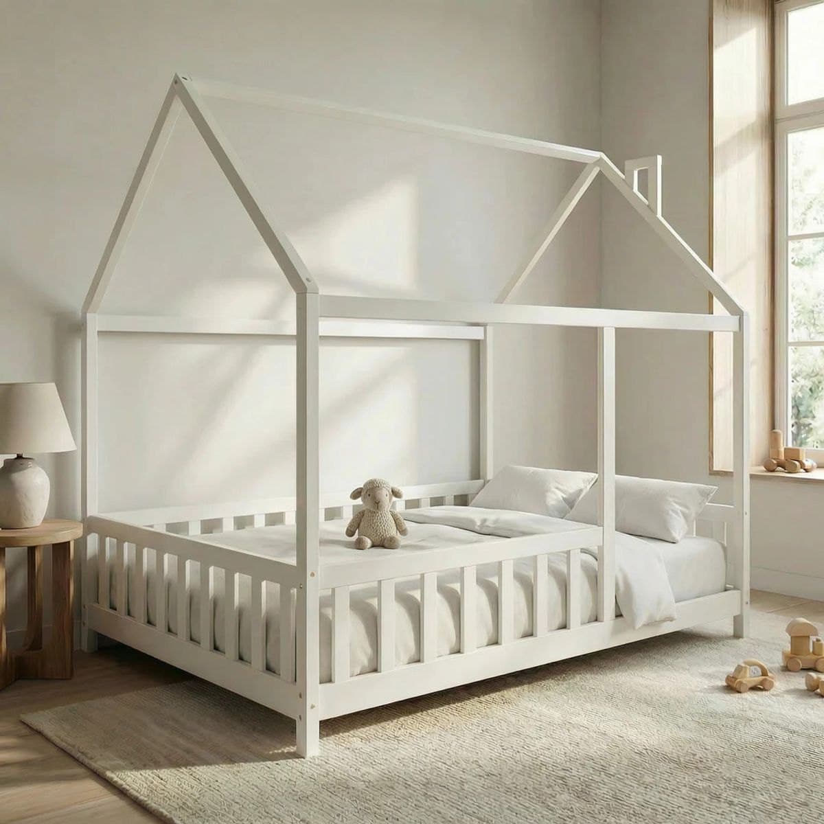 White Kids Montessori House Bed Frame